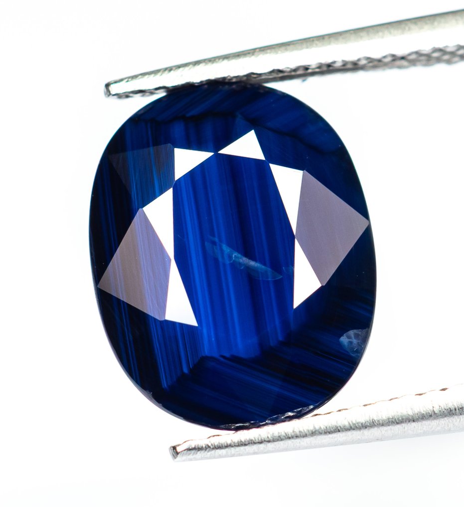 No reserve price Sapphire  - 5.31 ct - Bellerophon Gemlab - Deep Blue #2.1