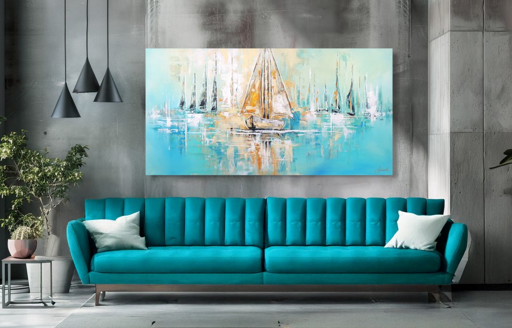 Monika Spiewak - Regatta - XXL - Oil Painting Stretched On The Frame - Ready To Hang - 1/1 Unique Piece #1.0