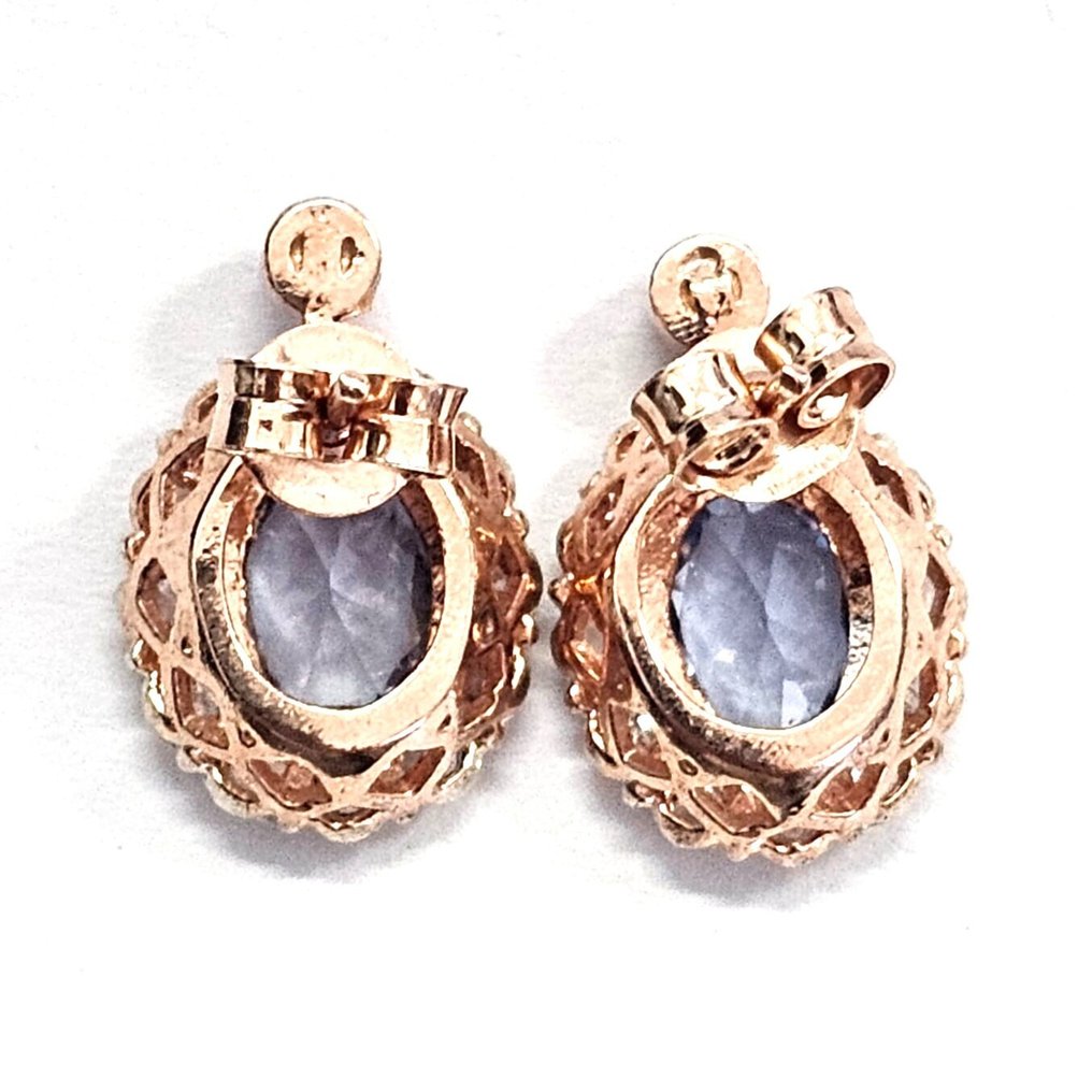 χωρίς τιμή ασφαλείας - Σκουλαρίκια - 9 kt. Ασημί, Κίτρινο χρυσό -  2.93ct. tw. Τοπάζιο - Διαμάντι #3.2