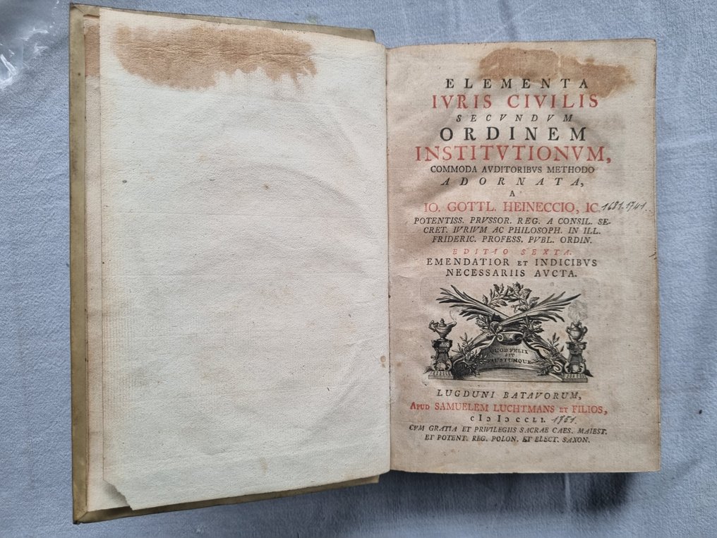 Io. Gottl. Heineccius - Elementa Iuris Civilis Secundum Ordinem Institutionum - 1751 #2.1