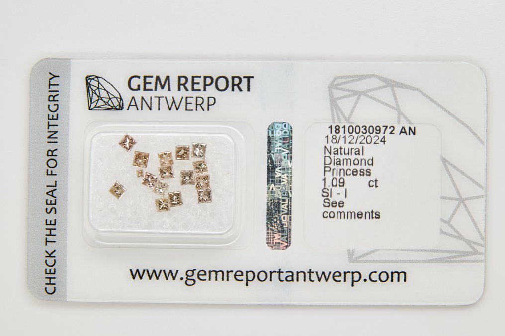 Senza Prezzo di Riserva - 16 pcs Diamante (Naturale) - 1.09 ct - Rettangolo - SI1, SI2, I1, I2, I3 - Gem Report Antwerp (GRA) #1.0