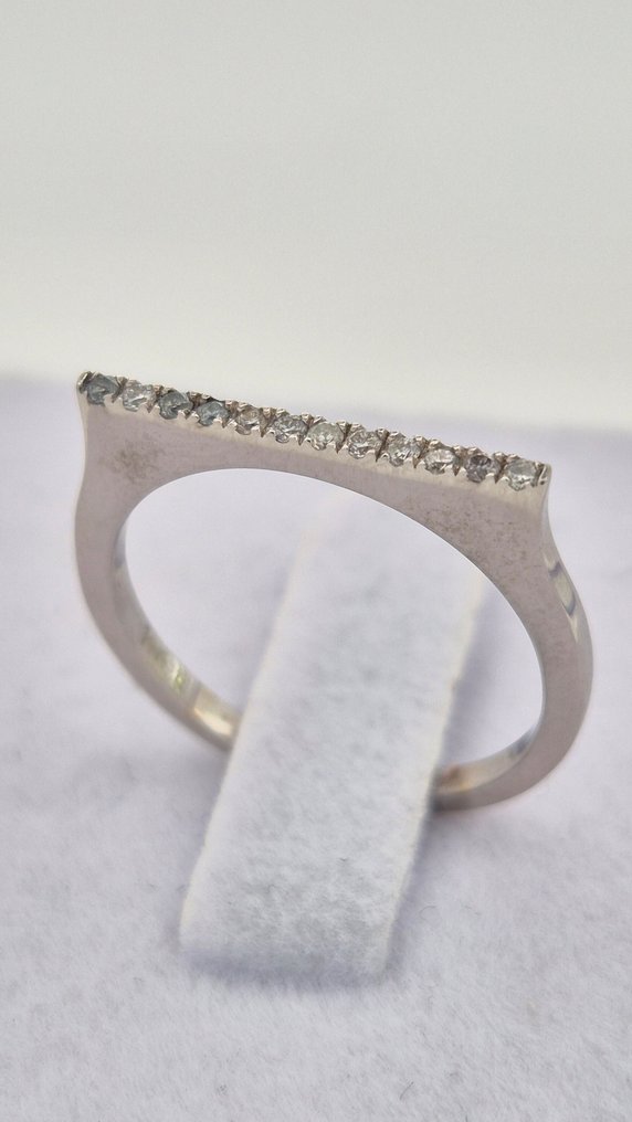 Δαχτυλίδι - 14 καράτια Λευκός χρυσός -  0.12ct. tw. Διαμάντι (Φυσικό) #4.3