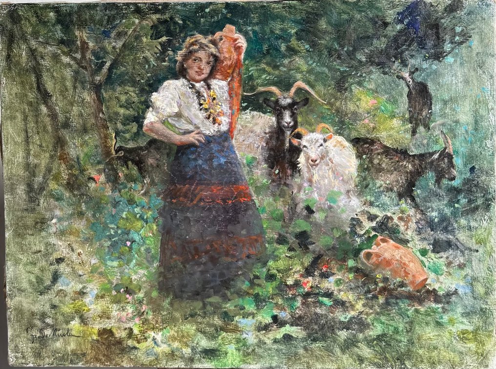 Francesco De Nicola (1882-1961) - Contadina con Capre #1.0