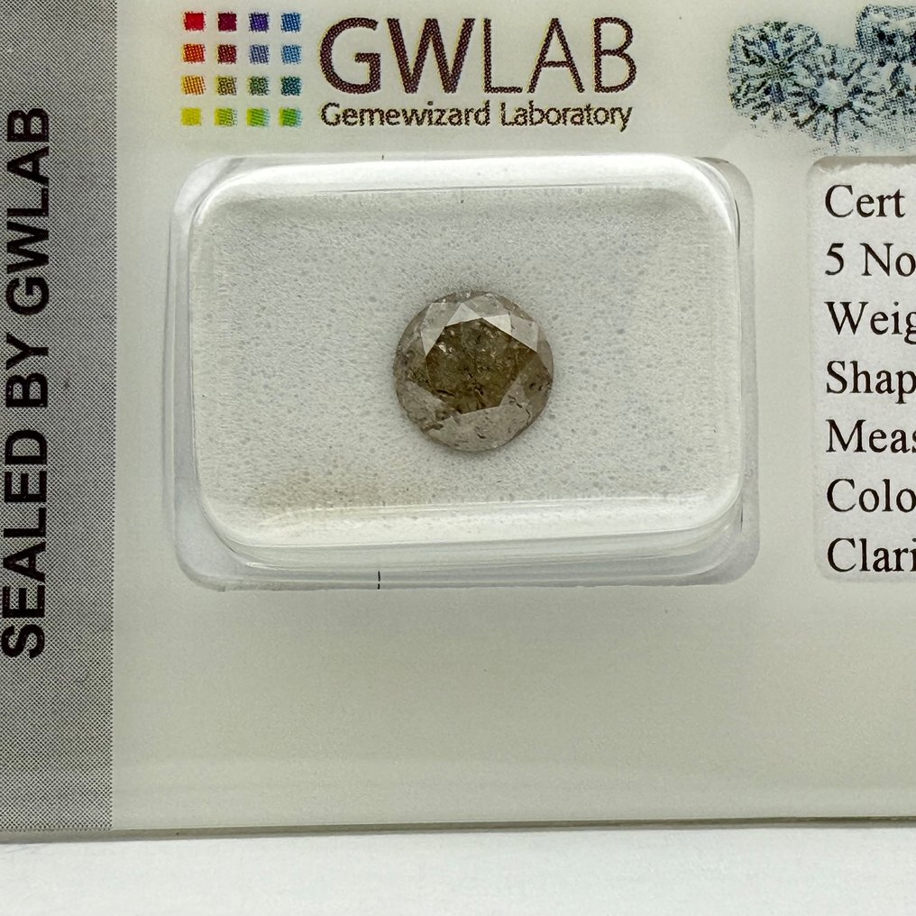 No Reserve Price - 1 pcs Diamond  (Natural coloured)  - 1.32 ct - Round - Fancy Grey - I3 - Gemewizard Gemological Laboratory (GWLab) #1.0
