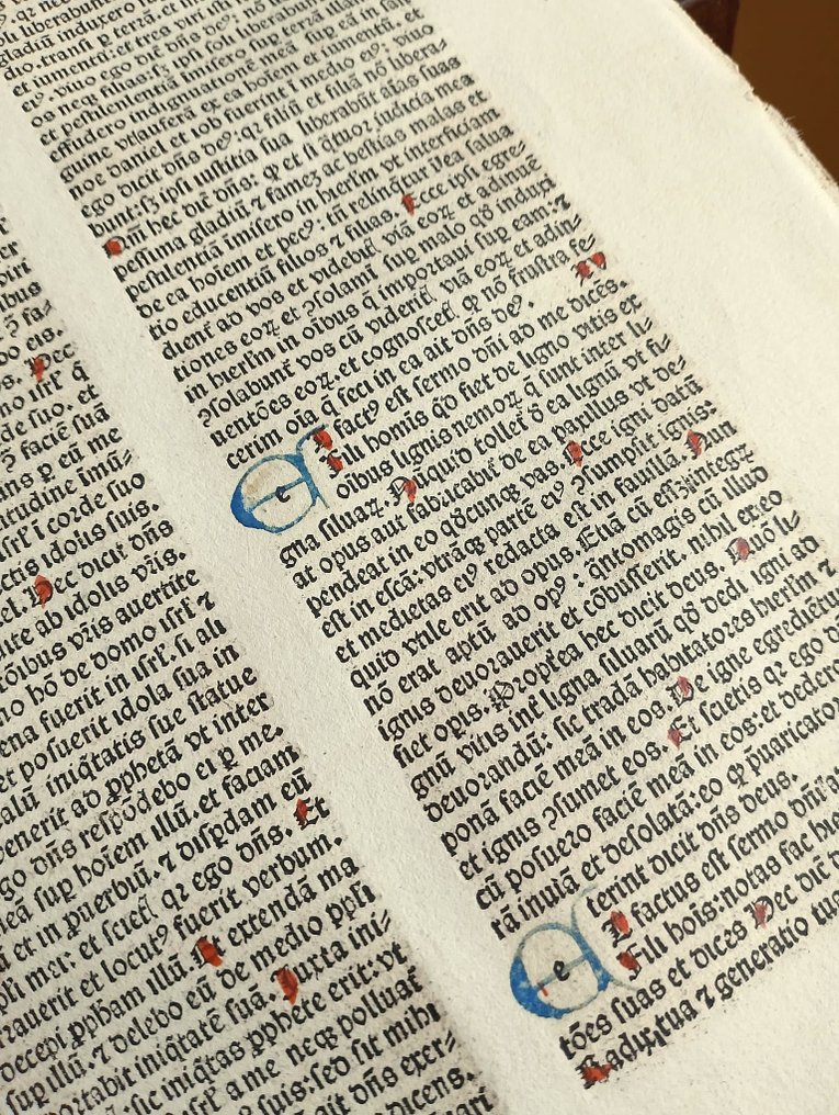 Nicolaus de Lyra - Sheet from Incunable Biblia latina ( Ezechiel Gospel ) Venice Italy incunabolo Bibbia Italian book - 1482 #1.0
