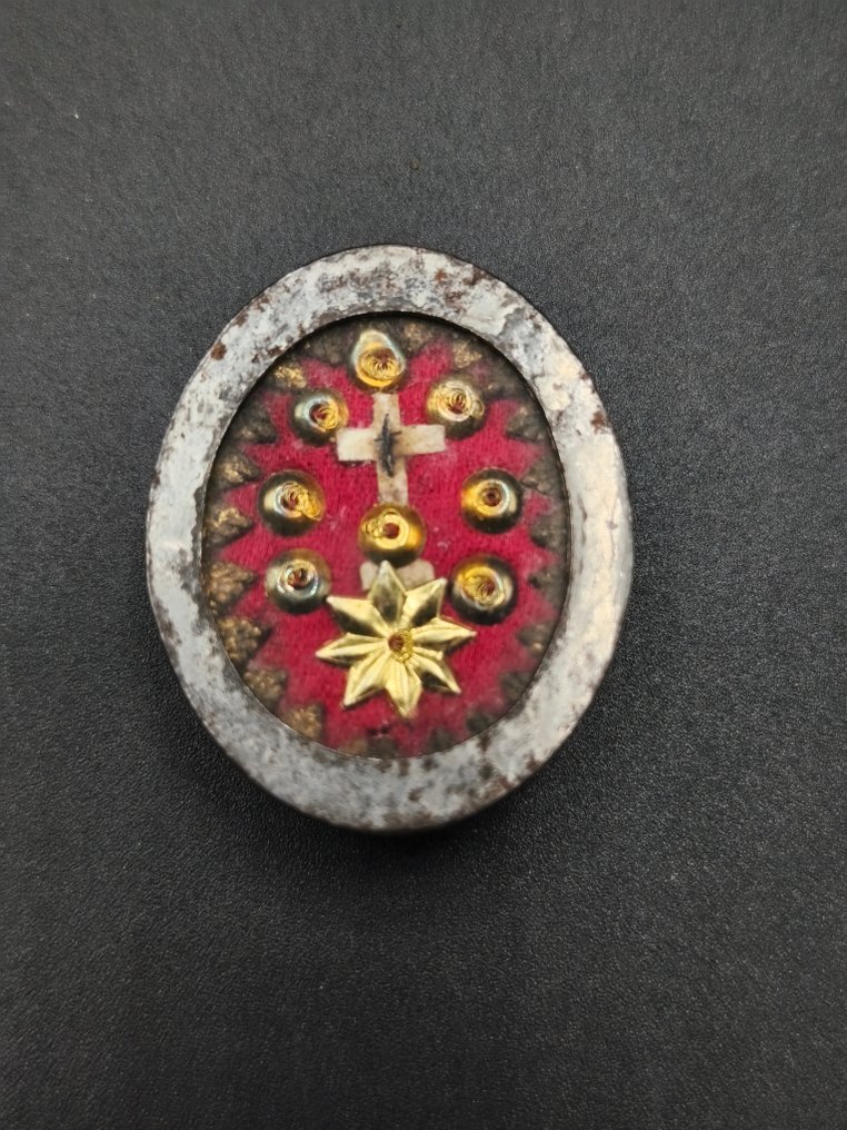 圣骨箱 - 玻璃, 金属, 纺织品 - 1850-1900 - 我们主耶稣圣十字架 #1.0