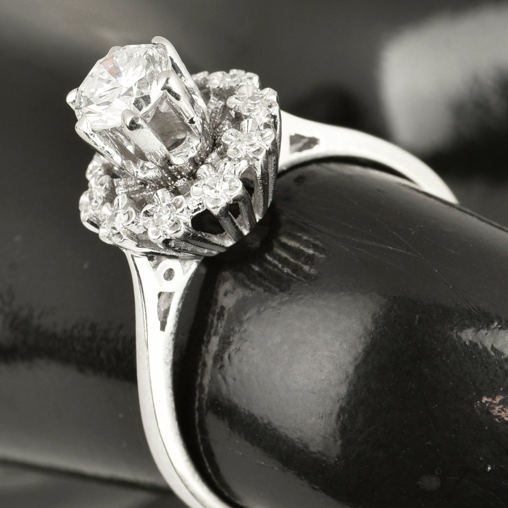 鸡尾酒戒指 - 18K包金 白金 钻石 (天然) - 钻石 #1.0