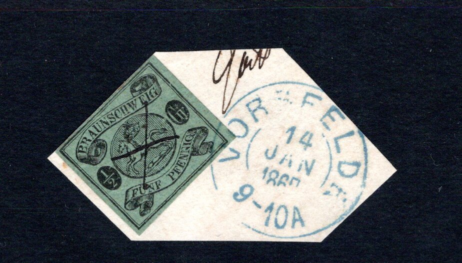 伯格多夫 1861 - 1/2 浅绿色/绿色，带有羽毛十字和 K2 的华丽信封部分 - 10A #1.0