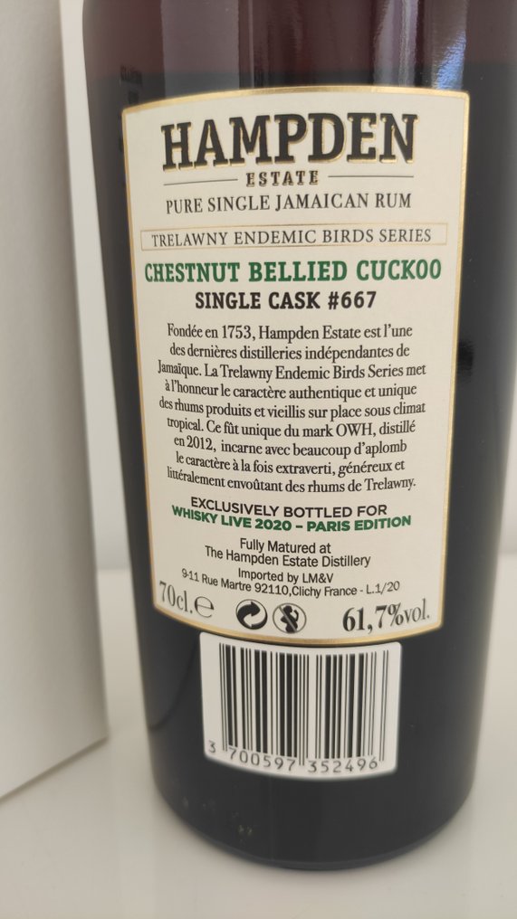 Hampden 2012 - Cask 667 - Trelawny Endemic Birds Series - Chestnut Bellied Cuckoo - b. 2020 - 70cl #2.1