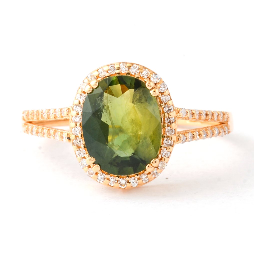 Nincs minimálár - Gyűrű - 14 kt. Sárga arany - 2.38ct. tw. Zafír - Gyémánt #1.0