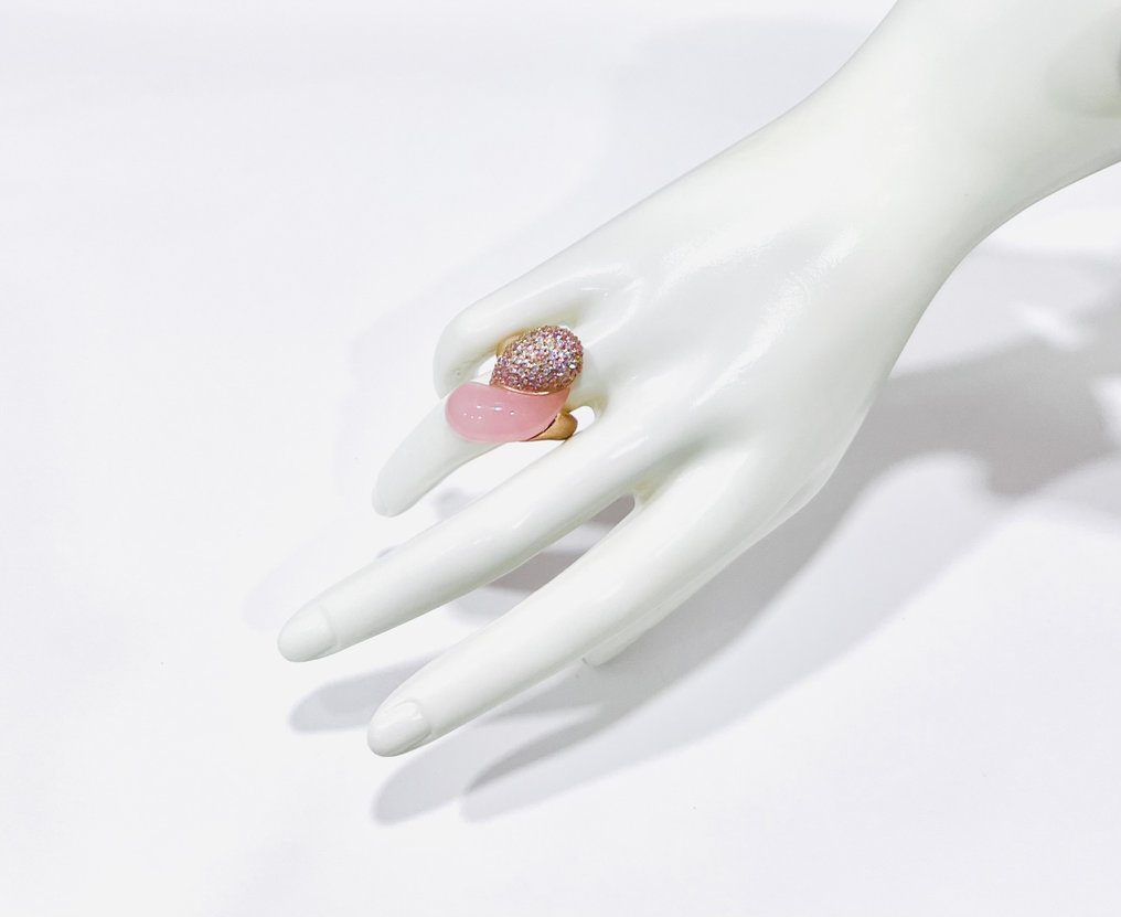 χωρίς τιμή ασφαλείας - Δαχτυλίδι Ασημί - Ροζ χαλαζίας - σapphire #1.0