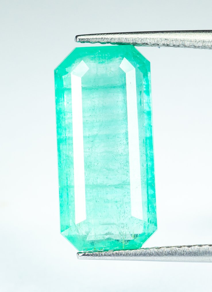 Zonder minimumprijs Smaragd - 7.05 ct - Bellerophon Gemlab - Blauwgroen (Nigeria) #1.0