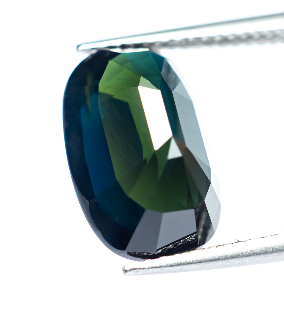 Sans prix de réserve Saphir  - 7.59 ct - Bellerophon Gemlab - Bleu verdâtre foncé #3.2