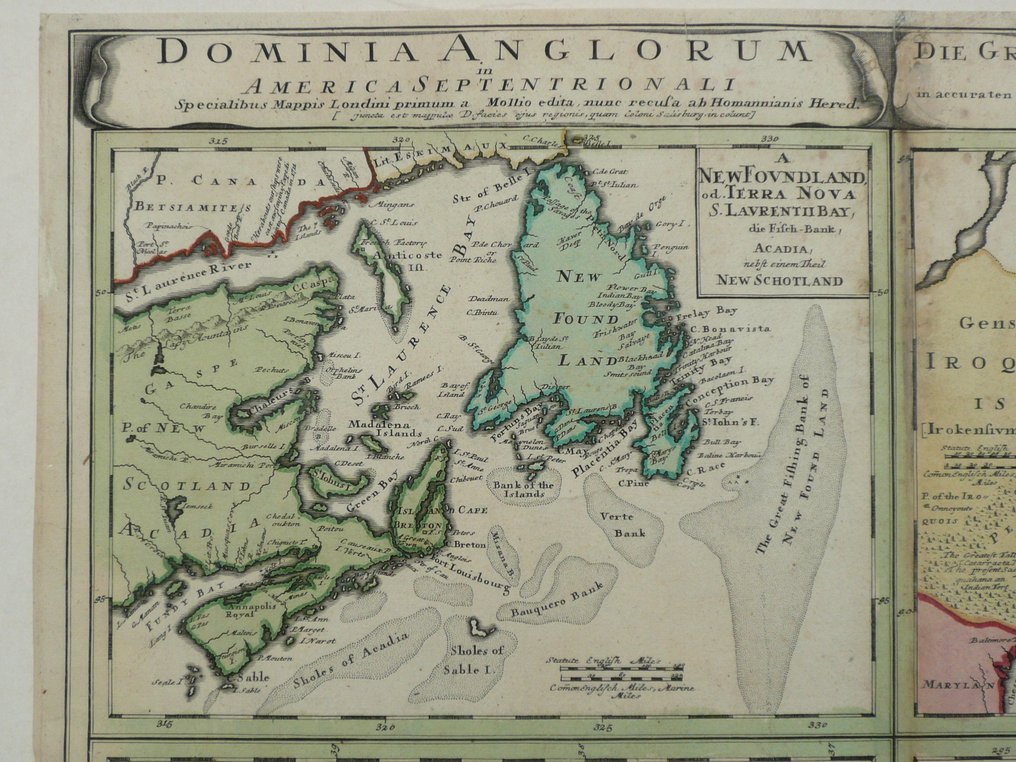 United States - East Coast, New York, Florida, Canada; J.B. Homann - Dominia Anglorum in America Septentrionali. Specialibus Mappis - 1721-1750 #1.0