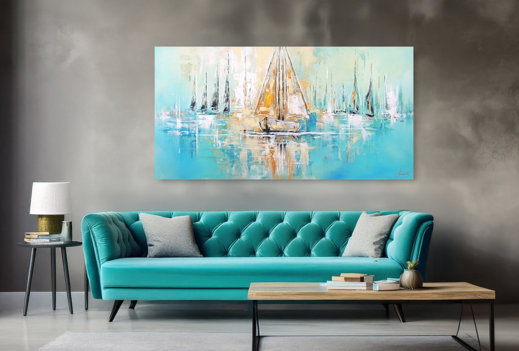Monika Spiewak - Regatta - XXL - Oil Painting Stretched On The Frame - Ready To Hang - 1/1 Unique Piece #1.0