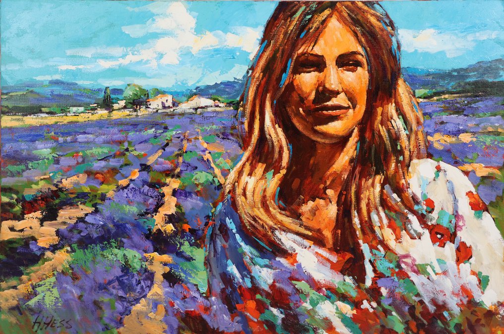 Henri Hess (1950) - Portret in lavendelveld #1.0