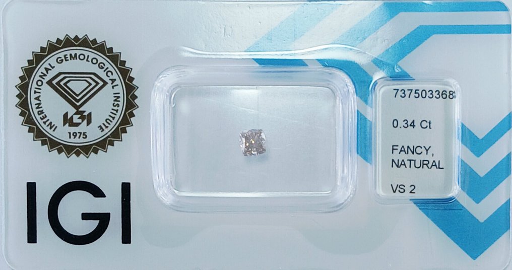 χωρίς τιμή ασφαλείας - 1 pcs Διαμάντι (Φυσικού χρώματος) - 0.34 ct - Κούσιον - Fancy Καφέ, Απαλό ροζ - VS2 - International Gemological Institute (IGI) #1.0