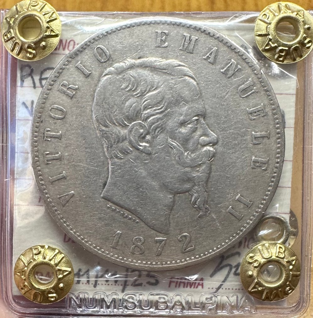 Italia, Kongeriket Vittorio Emanuele II. 5 Lire 1872 - Milano (Ingen reservasjonspris) #1.0