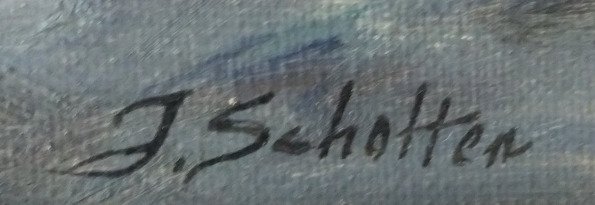 Jan Scholten (1948-) - Stoomlocomotief door winters landschap #2.1