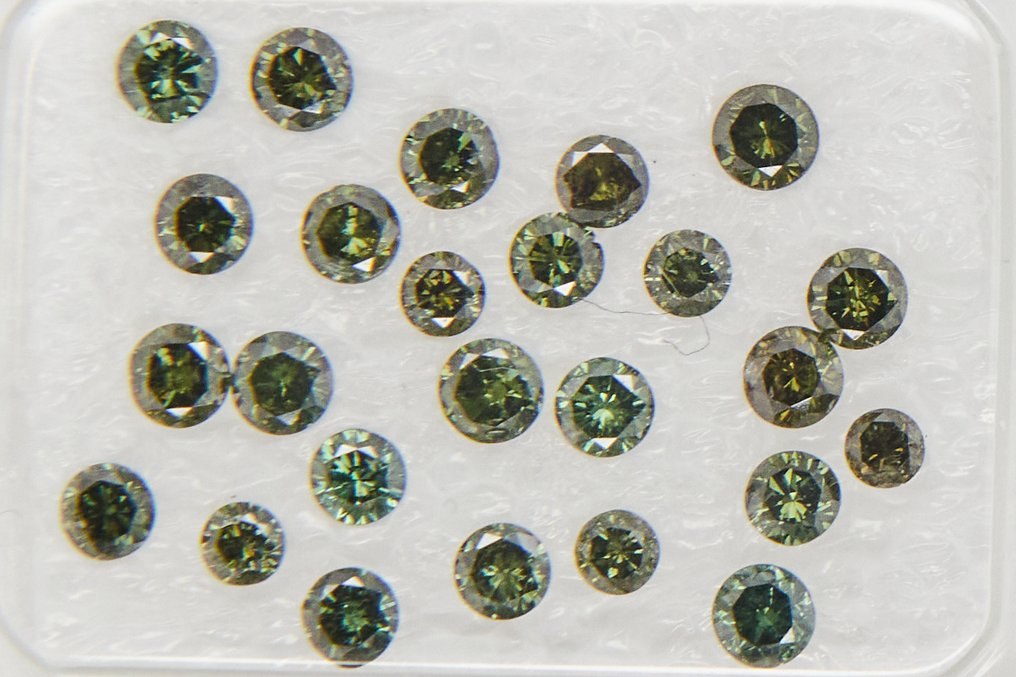 没有保留价 - 25 pcs 钻石 (经彩色处理) - 1.09 ct - 圆形 - SI1 微内含一级, SI2 微内含二级, I1 内含一级, I2 内含二级, I3 - 安特卫普宝石报告(GRA) #1.0