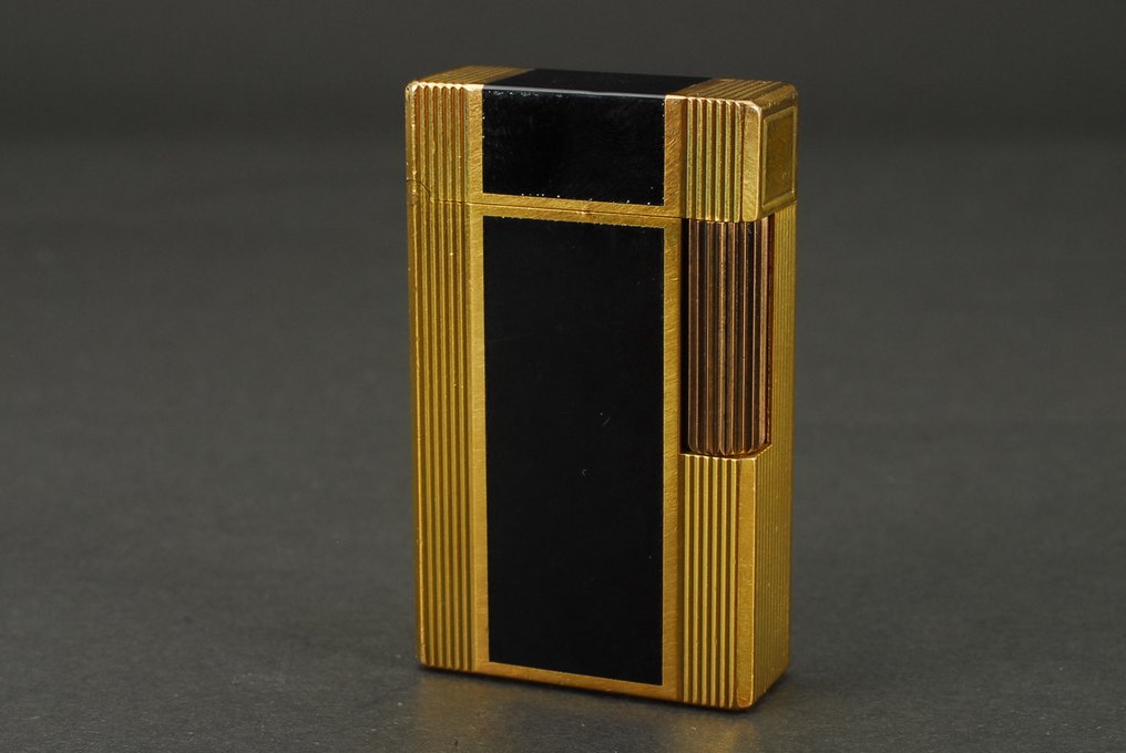 S.T. Dupont - Ligne Line 1 Large Gas Lighter - Briquet de poche - Noir laque chinois, Plaqué or #1.0