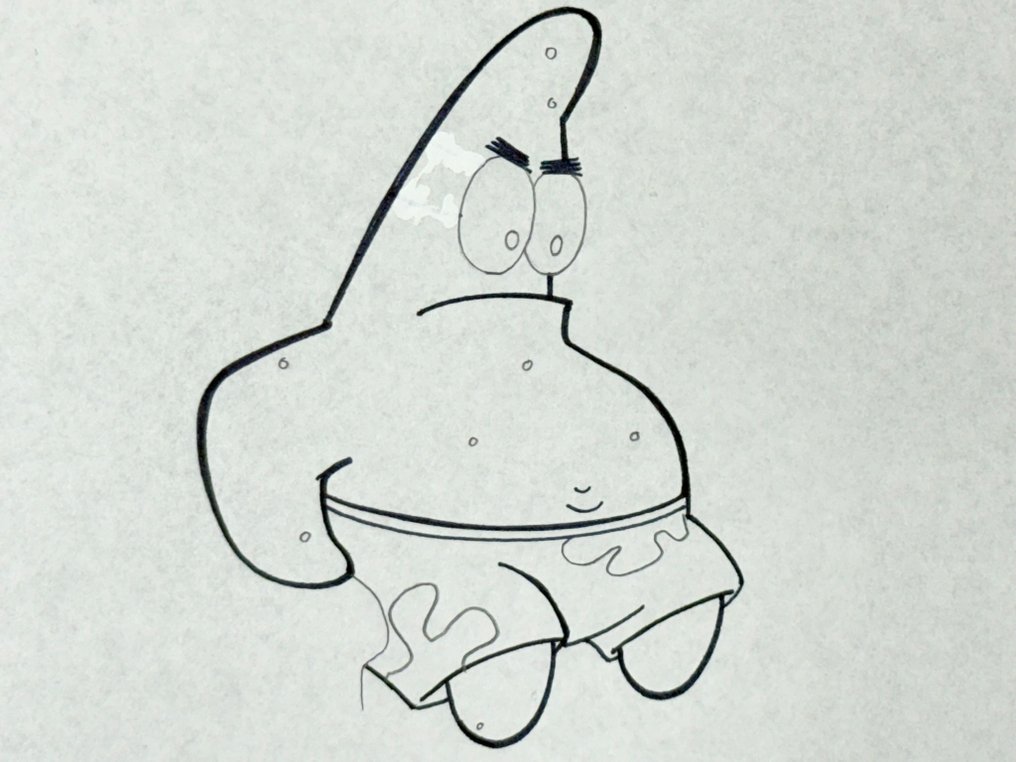 Nickelodeon - Alkuperäinen animaatiopiirros Patrick Starista ja Planktonista (35x25 cm). - SpongeBob SquarePants (1999) #1.0