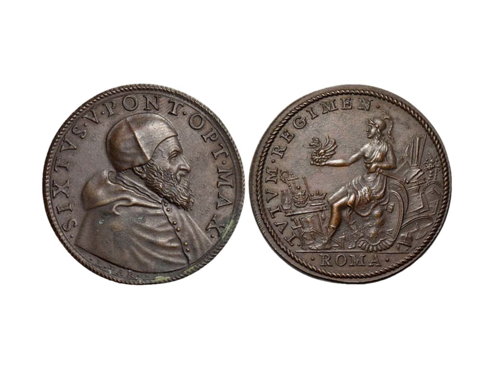 Olaszország. Bronze Medal 1585–1590 TVTVM REGIMEN, Restitutionsmedaille o.J. (18.Jhdt.) (Nincs minimálár) #1.0