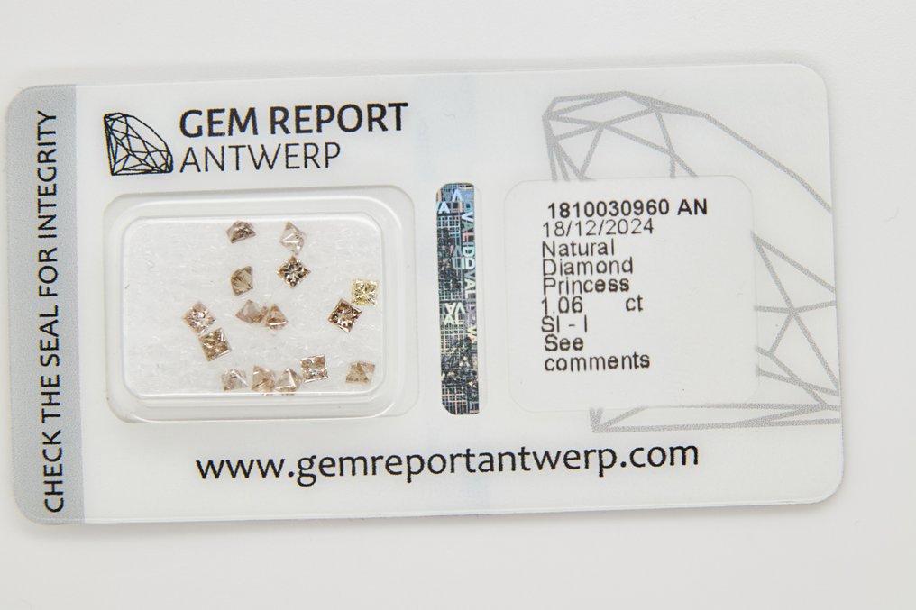 Sin precio de reserva - 15 pcs Diamante (Natural) - 1.06 ct - Rectángulo - SI1, SI2, I1, I2, I3 - Gem Report Antwerp (GRA) #1.0