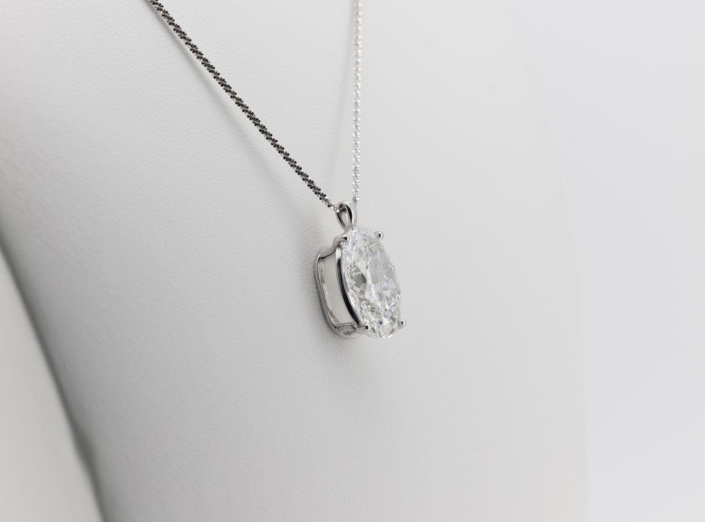 没有保留价 - 链 - 14K包金 白金 -  8.05ct. tw. 钻石 (实验室培育) - 椭圆 F-VVS2 #3.2