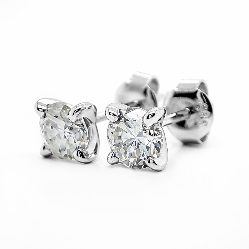 沒有保留價 - 耳環 - 14 克拉 白金 -  1.01ct. tw. 鉆石 (天然彩色) #1.0
