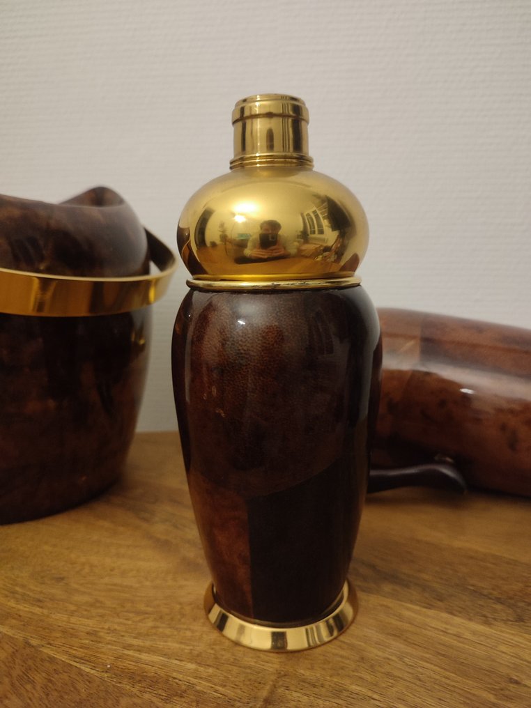 macabo Cusano Milanino - Aldo Tura - 鸡尾酒调酒器 (3) - 镀金黄铜, 山羊皮 #4.3