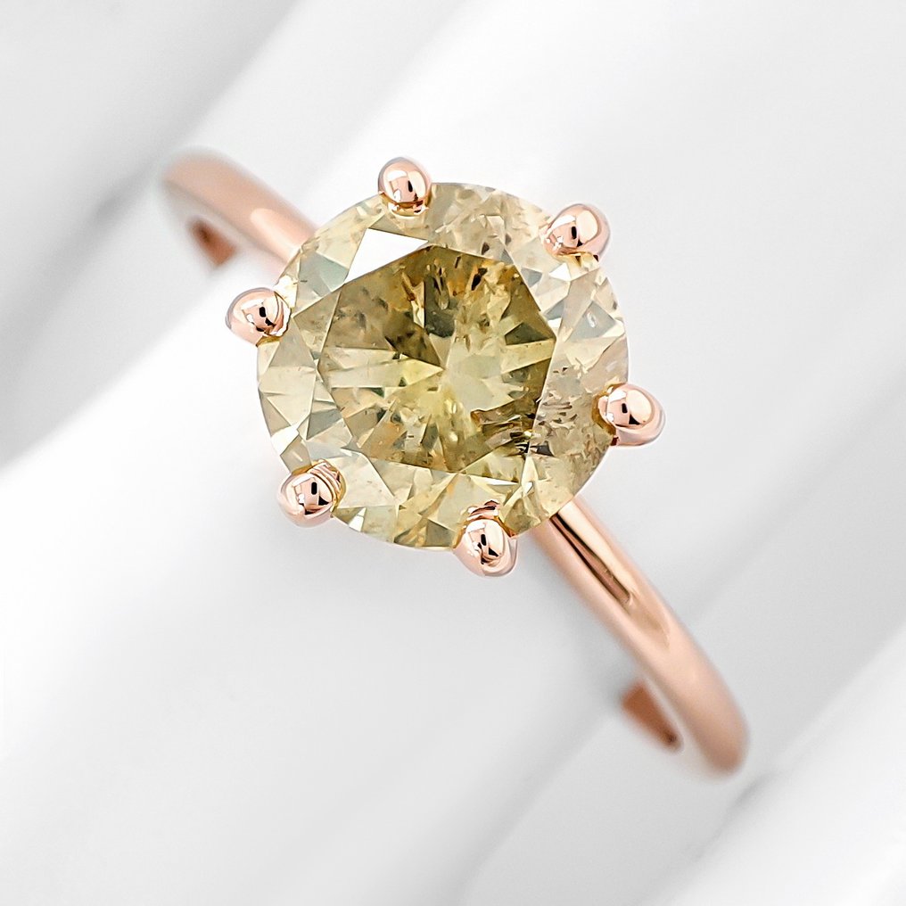 沒有保留價 - 戒指 - 14 克拉 玫瑰金 - 1.56ct. tw. 鉆石 (天然彩色) - IGI 证书 #2.1