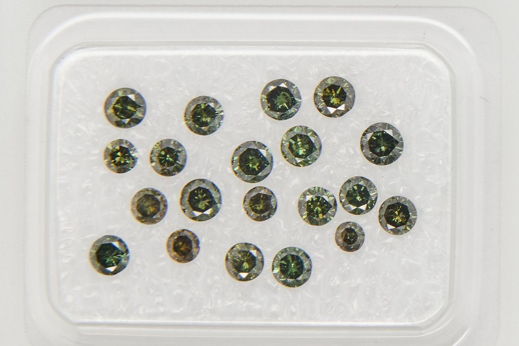 没有保留价 - 20 pcs 钻石 (经彩色处理) - 0.90 ct - 圆形 - SI1 微内含一级, SI2 微内含二级, I1 内含一级, I2 内含二级, I3 - 安特卫普宝石报告(GRA) #2.1