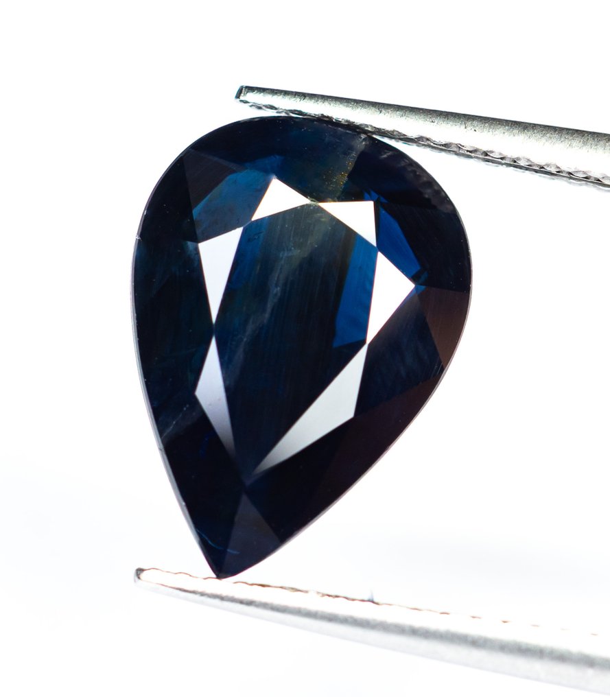 No reserve price Sapphire  - 6.47 ct - Bellerophon Gemlab - Dark Blue #1.0