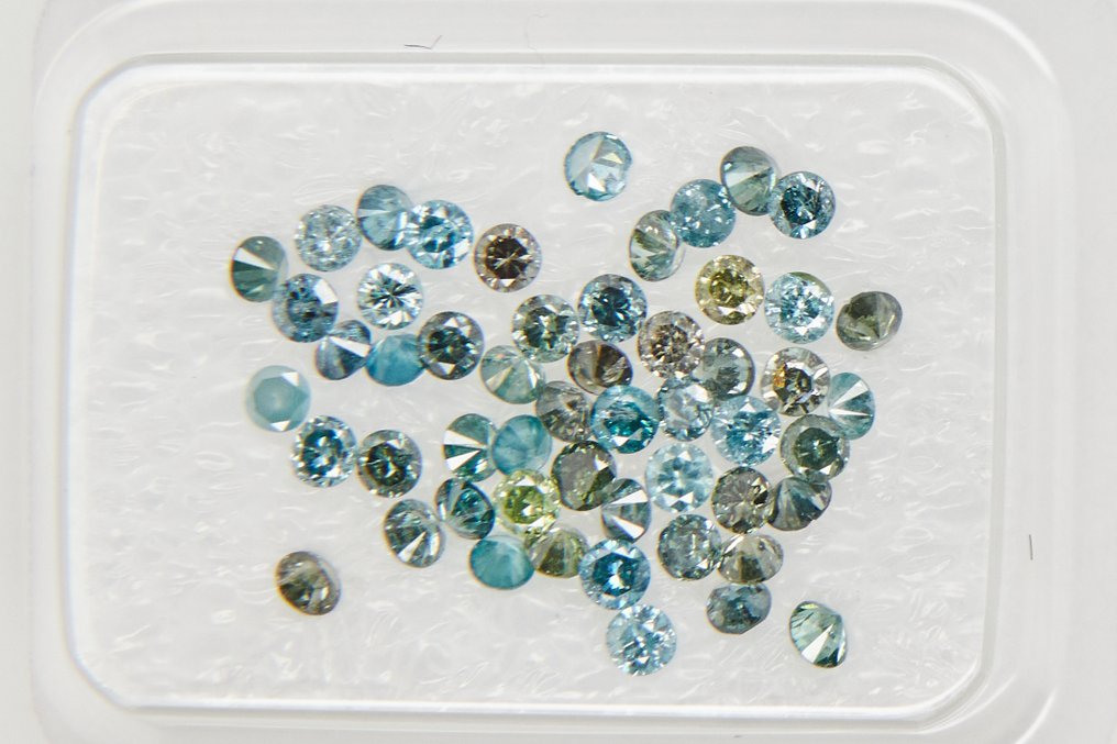没有保留价 - 53 pcs 钻石 (经彩色处理) - 1.06 ct - 混合形状 - I1 内含一级, I2 内含二级, I3 - 安特卫普宝石报告(GRA) #2.1