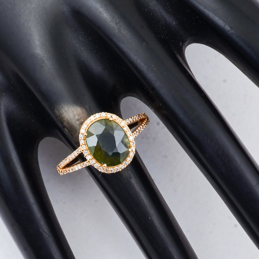 没有保留价 - 戒指 - 14K包金 黄金 - 2.50ct. tw. 蓝宝石 - 钻石 #1.0