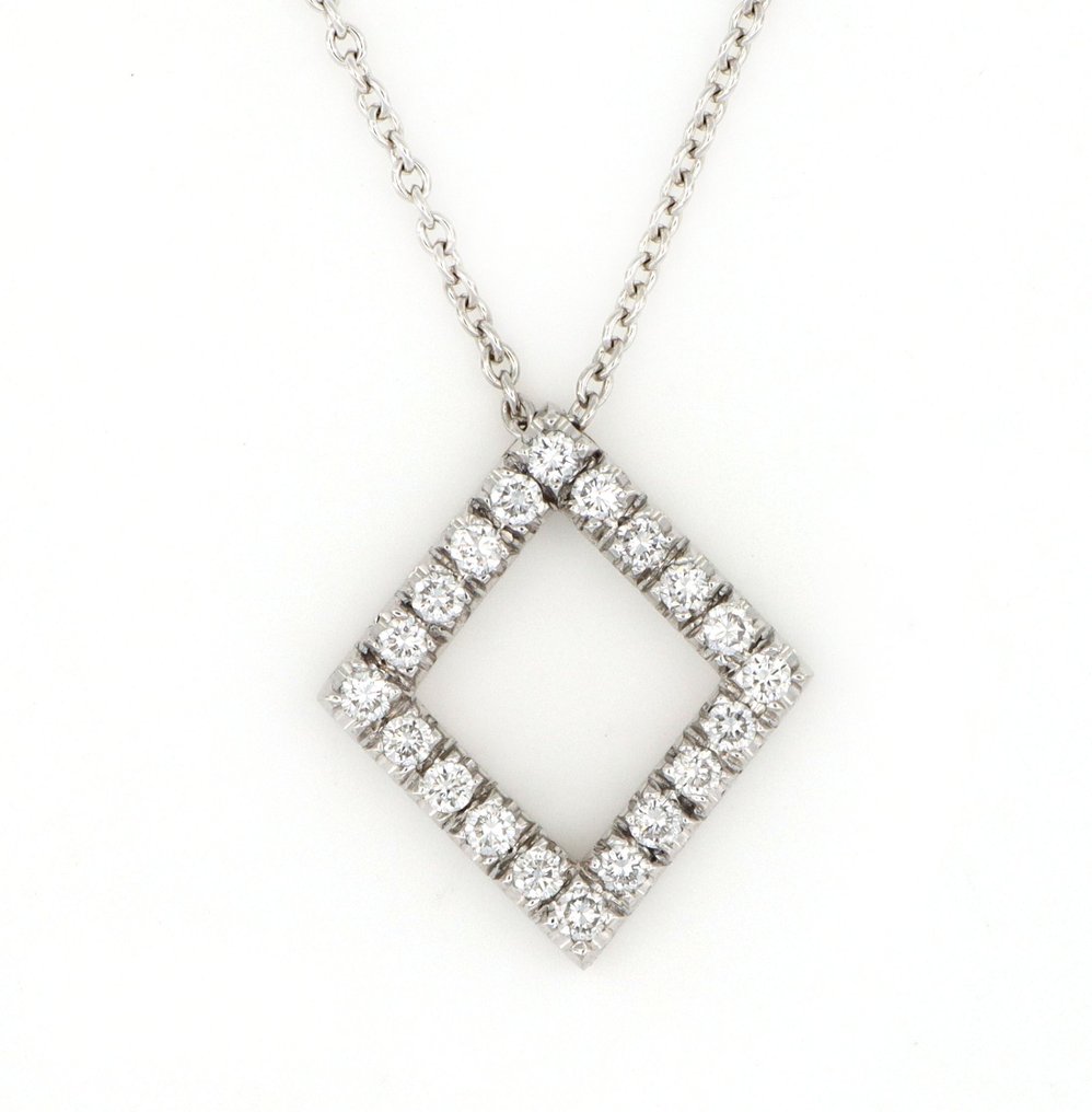 沒有保留價 - 吊墜頸鏈 - 18 克拉 白金 - 0.50ct. tw. 鉆石 (天然) #1.0