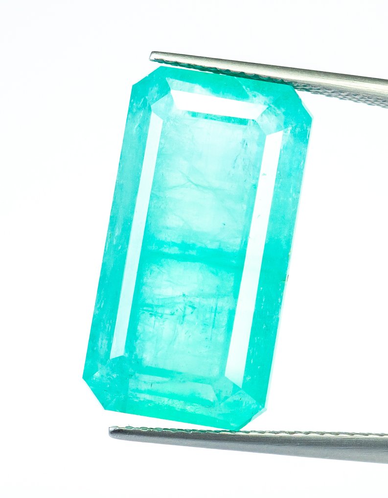 No Reserve Price Emerald  - 17.89 ct - Bellerophon Gemlab - Bluish Green (Nigeria) #1.0