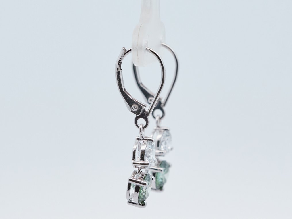 沒有保留價 - 耳環 - 14 克拉 白金 - 2.84ct. tw. 鉆石 (彩色實驗室培育鑽石) - 鉆石 #2.1