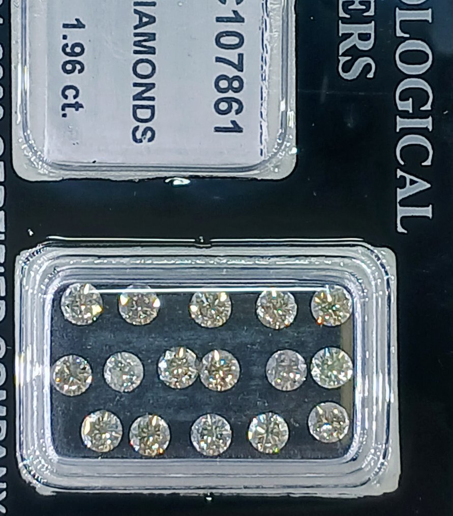 No Reserve Price - 16 pcs Diamond (Natural) - 1.96 ct - Round - G, I - SI1, VS1 - Gemmological Centre Israel (G.C.I.) #2.1