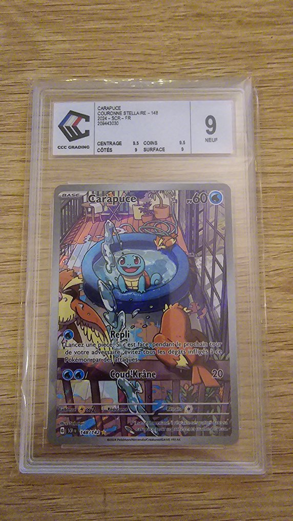 Pokémon - 1 Graded card - Carapuce 148 压膜, 完整艺术 - CCC 9 #1.0