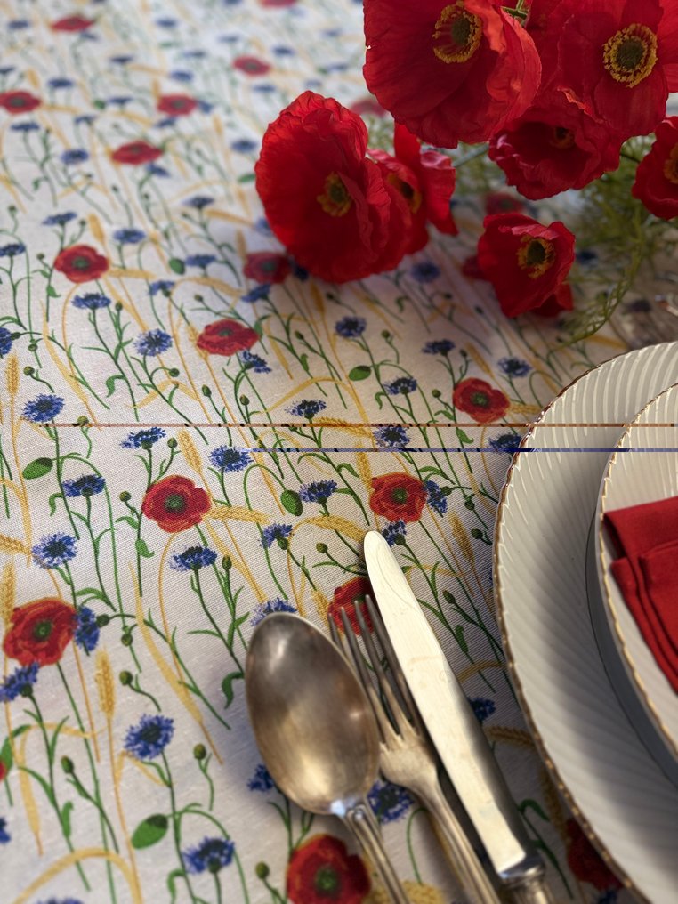 Deilig rustikk jacquard blomster vår bordduk. - Duk - 2.2 m - 1.31 m #1.0