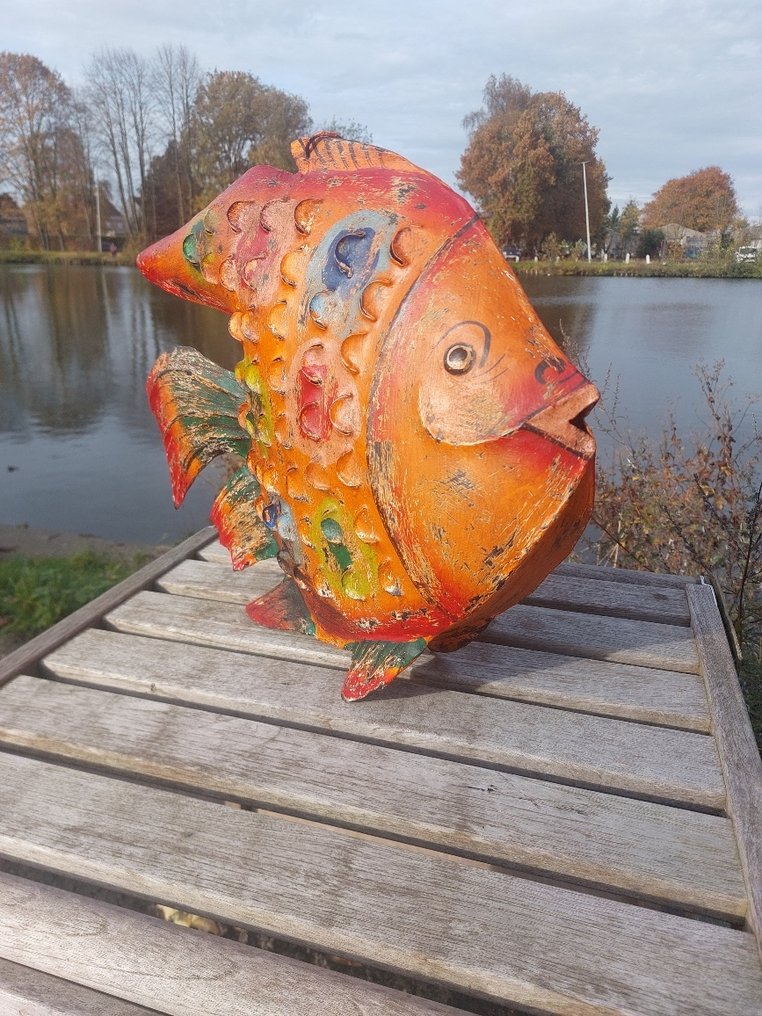 Statua, 60 cm long handmade tropical fisch - 46 cm - blik #3.2