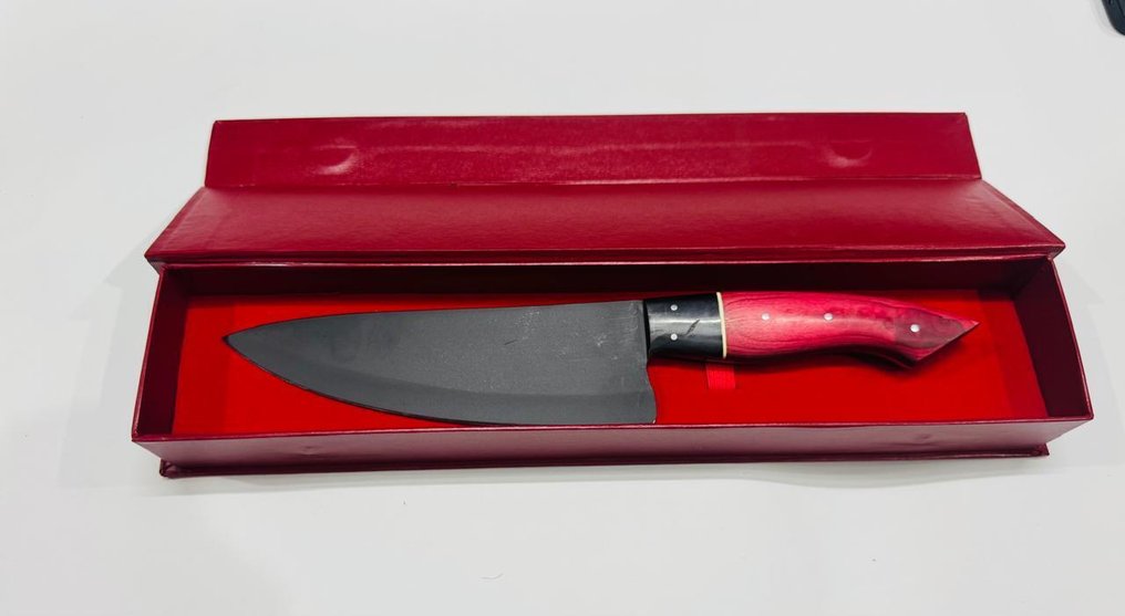 HexClad - Μαχαίρι κουζίνας - Ιαπωνικό μαχαίρι Santuko με επίστρωση σκόνης (095) - Ιαπωνικό μαχαίρι Powder Coted με χειρολαβή από εξωτικά ξύλα και κουτί - Ιαπωνία - Ιαπωνικό μαχαίρι Santuko #1.0