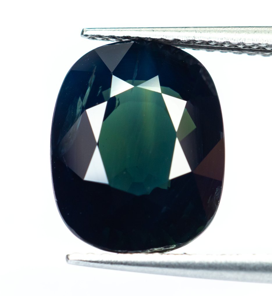 沒有保留價 藍寶石  - 10.13 ct - Bellerophon Gemlab - 深绿色蓝色 #1.0