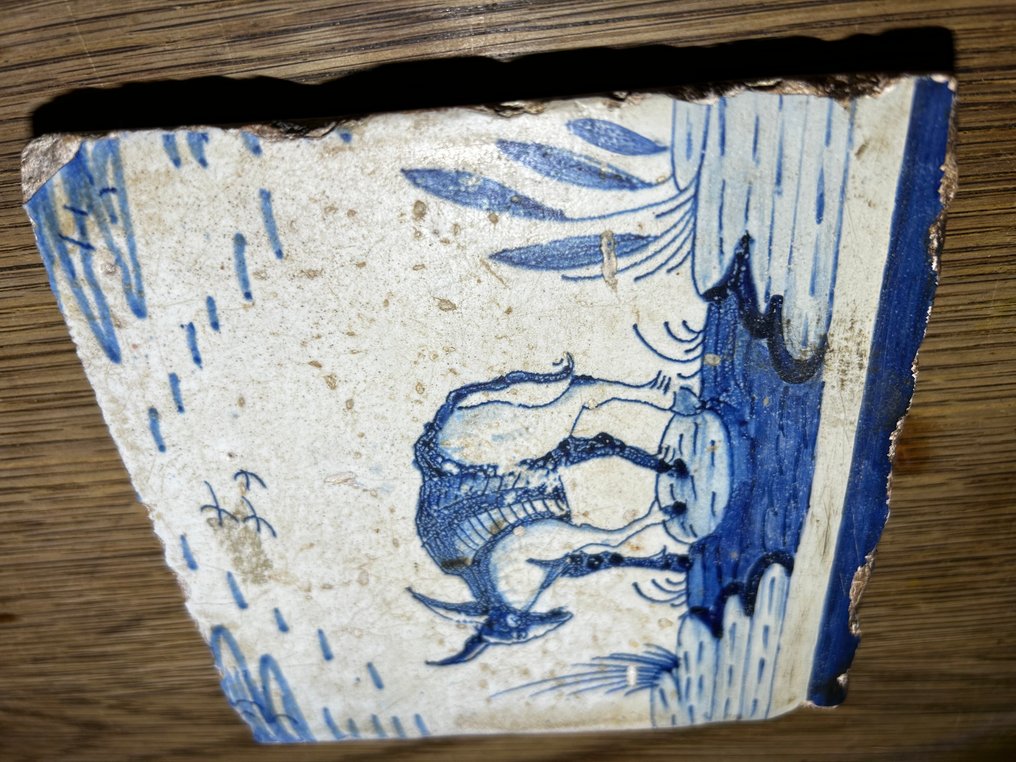  Πλακάκι - Γαϊδούρι στο χωράφι - 1600-1650 - Ολλανδικό πλακίδιο  #2.1