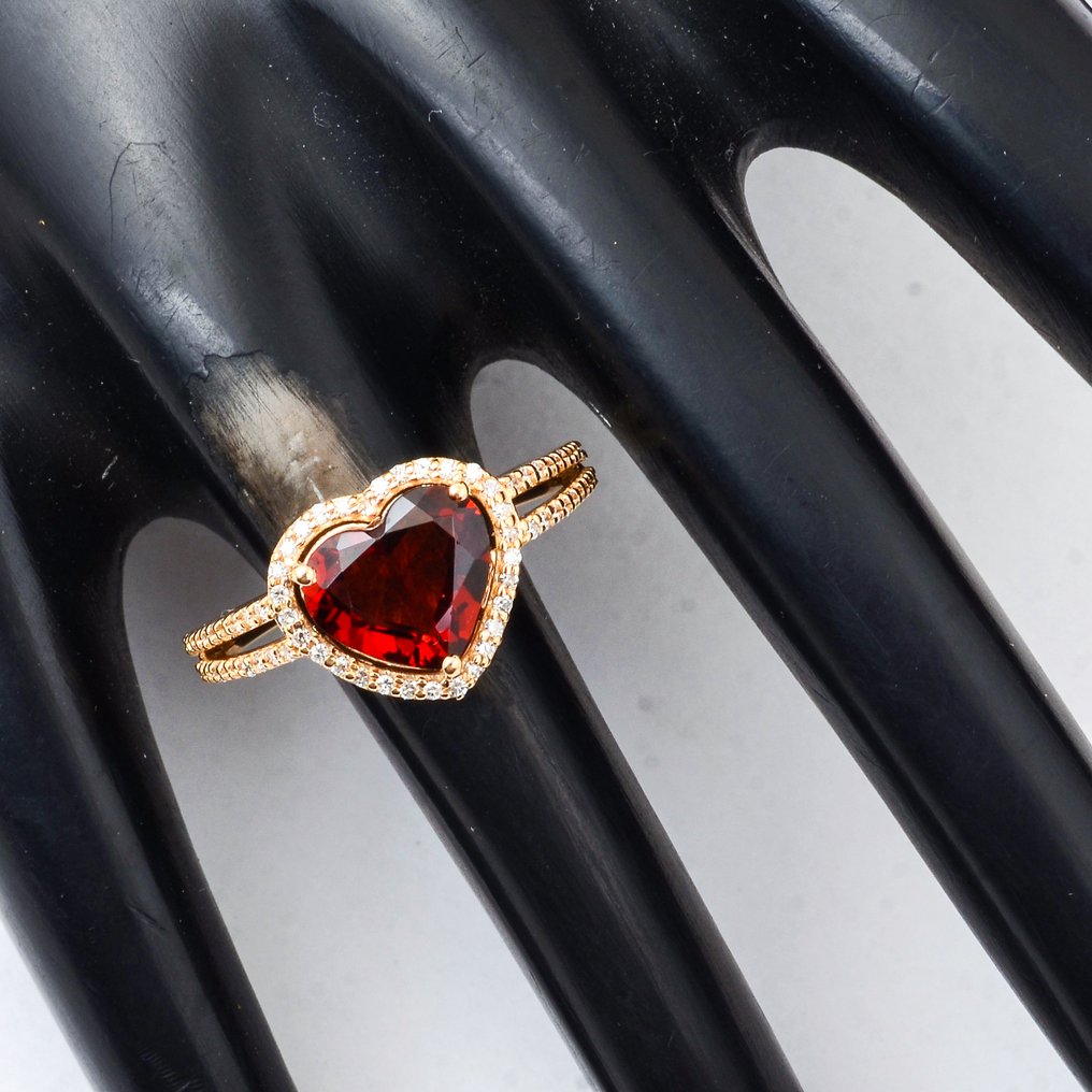 χωρίς τιμή ασφαλείας - Δαχτυλίδι - 14 καράτια Κίτρινο χρυσό -  2.35ct. tw. Γρανάτης - Διαμάντι #1.0