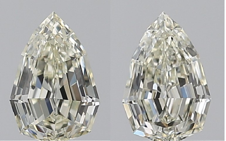 No Reserve Price - 2 pcs Diamond (Natural) - 1.04 ct - Pear - J - VVS2, VS1 - Gemewizard Gemological Laboratory (GWLab) #1.0