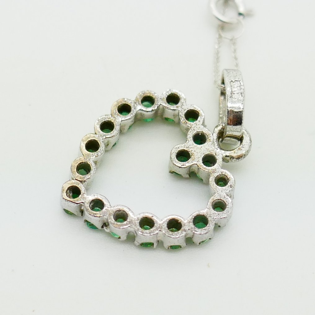 Sem preço de reserva - Pingente - 18 K Ouro branco - 0.50ct. tw. Esmeralda - pingente de 14k #4.3