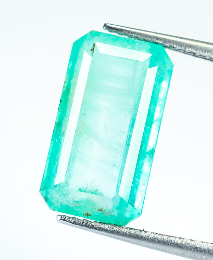 No reserve price Emerald  - 6.35 ct - Bellerophon Gemlab - Bluish Green (Nigeria) #1.0